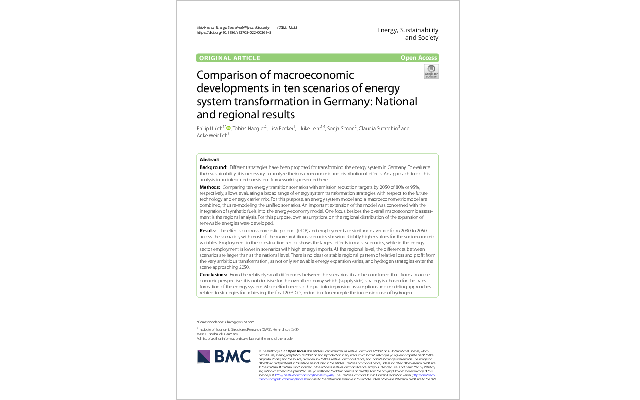 Comparison of macroeconomic developments in ten scenarios of energy system transformation in Germany: National and regional results